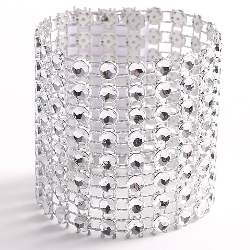 SKY CANDYBAR 100pcs Napkin Rings,Rhinestone Napkin Rings Diamond Silver for Table Decorations,Wedding,Dinner,Party,DIY Decoration - Image 2